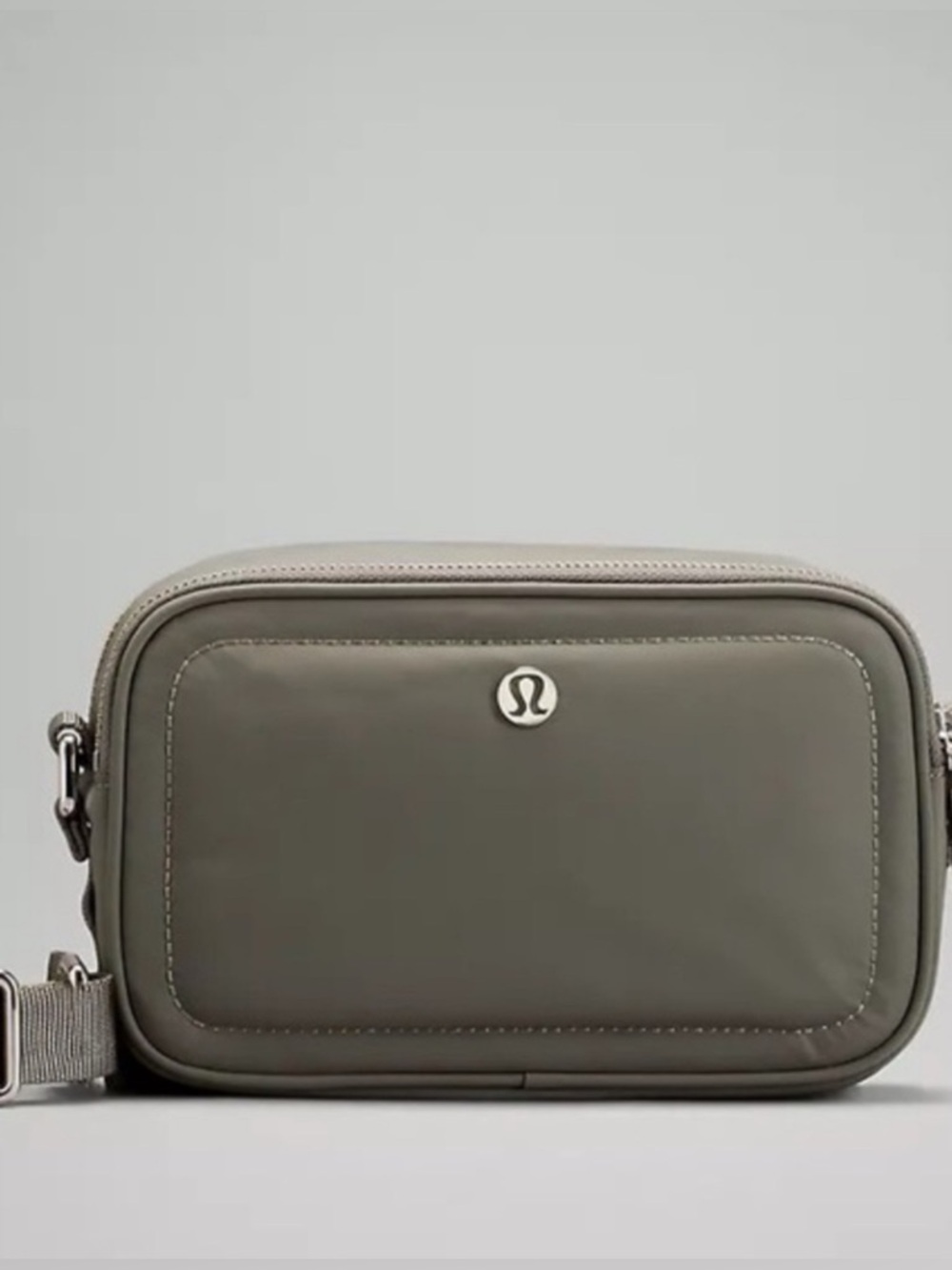 Lululemon Crossbody Camera Bag Gray sage Double Zippered Pouch NWT